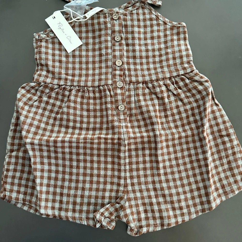 Rylee + Cru Button Romper Gingham - Picture 4 of 6